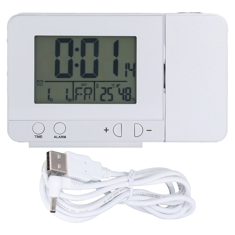 Projection Alarm Clock Backlit LED USB Charging Multifunctional Clock with
