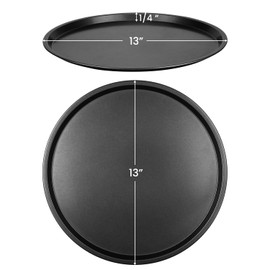DecorRack 13 Inch Carbon Steel Pizza Pan, [Premium] Non-Stick Coating, Commercial Grade, Serving Tray, Heavy Duty Round Baking Tray for Oven Use (3 Pack)