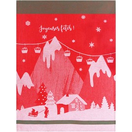 Moutet Torchon Küchenhandtuch Geschirrtuch Handtuch, hochwertige Baumwolle in Frankreich gewebt, limitiertes Motiv zu Weihnachten Frohe Festtage