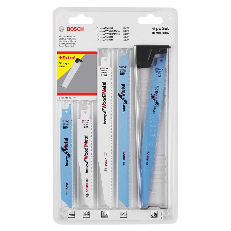 Bosch Accessories 2607010907" Demolition Jigsaw Blade-Set,Storage Box White/Blue, Set of