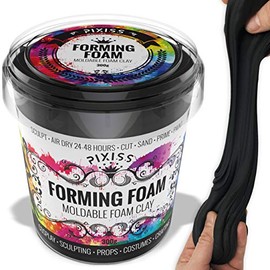 Foam Clay Moldable Cosplay Air Dry by Pixiss (300 Gram Black) – High Density and Perfect for Intricate Designs | Air Dry to Perfection | Great for Cutting with Knife or Rotary Tool, Sanding or Shaping