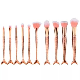 Mermaid Princess 인어공주 브러쉬 메이크업 화장 브러쉬 10종세트 [블랙파우치] Mermaid Princess Brush Makeup Brush 10-Piece Set [Black Pouch]
