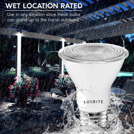 LUXRITE 4 Pack PAR20 LED Bulbs, 50W Equivalent, 5000K Bright White, Dimmable LED Spotlight Bulb, Indoor Outdoor, 7W, 500 Lumens, Wet Rated, E26 Standard Base, UL Listed