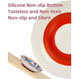 ZYUTONG Whisker Fatigue Cat Bowl — 5.5 in Ceramic Cat Bowls, Shallow Cat Food Dish, Cute Flat Cat Bowl, Small Wide Cat Plates for Indoor Cats with Silicone Bottom, Non-Slip and Quiet