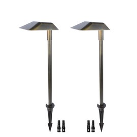 ZestPatio Low Voltage Pathway Lights Wired, Brass Finish Hard Wired LED Landscape Lights Outdoor Waterproof with Connectors for Walkway Driveway Pathway, 3W 3000K, Super Bright, Pack of 2