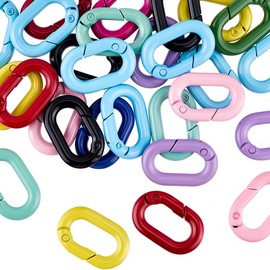 SOFPLATE 1 Box 30Pcs Oval Key Ring Spring Gate Rings Large Colorful Metal Open Tiger Connector Clasps Loose Snap Clip Hooks for Keychains Bags Purses Key Chains Bracelet Jewellery DIY Craft Making