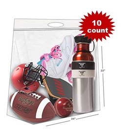 [ 10 Count ] Jumbo Zipper top Storage Bags< with Carry Handles > - Large 22"X22" â[Pack of 10]-8 Gallon Clear Heavy Duty-Super Thick 4 Mil. Plastic with Zipper Top- for Storage, Organization & Travel