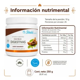 Enzimas Digestivas en Polvo Sheló Nabel, Suplemento Sabor Tamarindo para Digestión Óptima