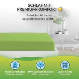 etérea Extra Jersey Topper Fitted Sheet 140 x 200 cm - 160 x 220 cm Apple Green up to 10 cm Height 100% Cotton Fitted Sheet Oekotex Bed Sheets Duvet Cover Bed Sheet Topper 140 x 200 cm - 160 x 220 cm
