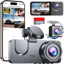 Unbranded Dash Cam Front and Rear, 4K Channel Dash Camera for Cars, Car Dashcam Dashb
