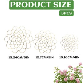 CUVZORA Pack of 3 Flower Saver Stem Holder Flowers, Bouquet Arrangement Holder, DIY Flower Arrangements Flower Frog, Flower Bouquet Twister, Flower Grid for Vases (Gold)