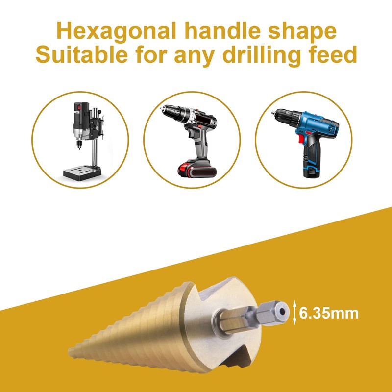 Flintronic HSS Step Drill Bit Set 3 Pieces, Hex Shank