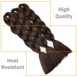 Silk-co 3 Pieces Braiding Hair Ombre Afro Twist Braid Hair Extensions Crochet Box Synthetic Jumbo Braids 24inch [300g-Medium Brown]