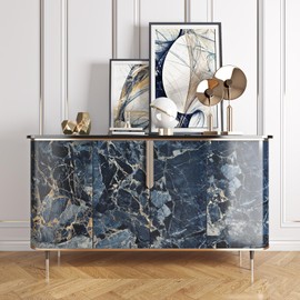 YENHOME Blue Countertop Self Adhesive Covering Waterproof 17.7"X276" Marble Contact Paper for Countertops Self Adhesive Contact Paper Peel and Stick Countertops for Bathroom Kitchen Cabinet Glossy