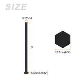 METALLIXITY Hex Head Bolts (5/16-18 x 5") 8Pcs, 304 Stainless Steel 18-8, Fully Threaded, External Hex Drive, Hex Head Screw Bolt, Black Oxide