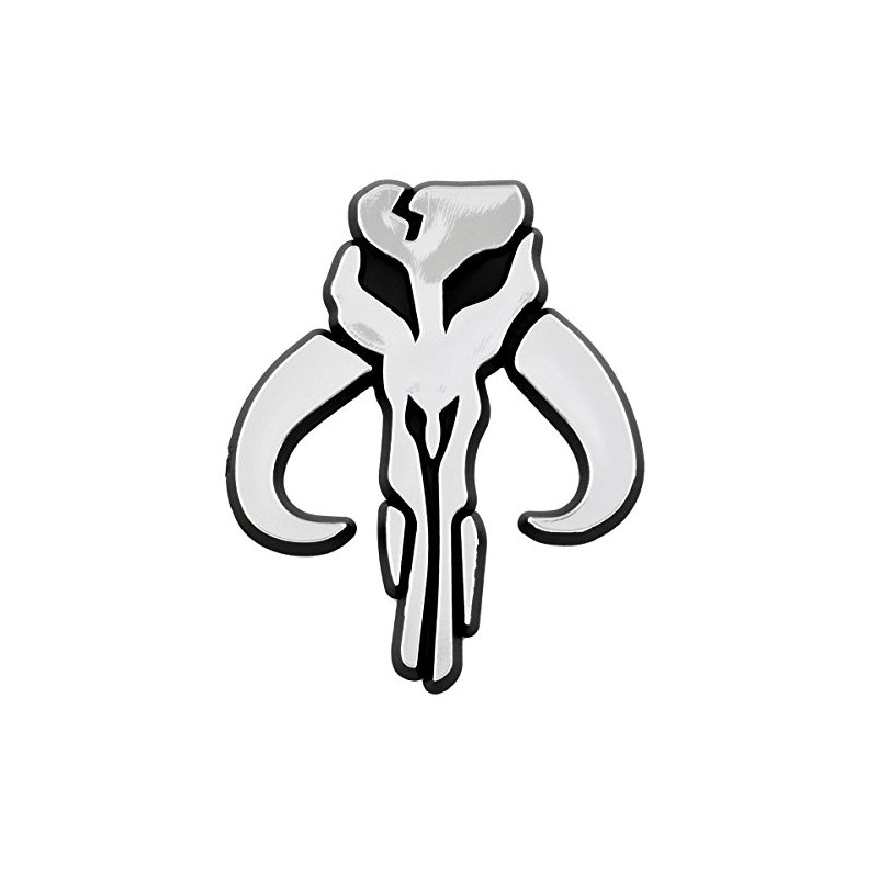 SW Mandalorian Skull Plastic Auto Emblem - [Silver][3'' x 2