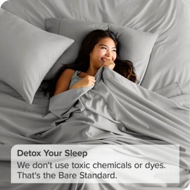 Bare Home Flat Top Sheet Premium 1800 Ultra-Soft Microfiber Collection - Double Brushed, Hypoallergenic, Wrinkle Resistant, Easy Care (Full - 1 Pack, Light Grey)