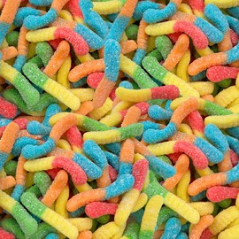 Neon Sour Gummy Worms Candy | 1-Pound Pack | Halloween Candy in Assorted Fruit Flavors | Sour Gummies for Buffets, Goody Bags and Party Favors | Mini Size