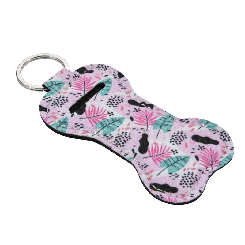 Beautyflier Neoprene Chapstick Lipstick Keychain Holder (Flower Pattern)
