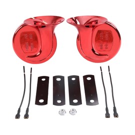 LDMINDA Universal Fit Car Horn Auto Horn 12V Horn High Low Tone 120DB Electric Snail Horn 12V Horn Kit Replacement Car Horns Red Waterproof