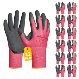 Gebol Master Flex Eco Lady Work Gloves with Nitrile Coating Secure Grip Nitrile Gloves for Workshop & Assembly Women Size XS (Size 6) Flamingo 12 Pairs Multipack