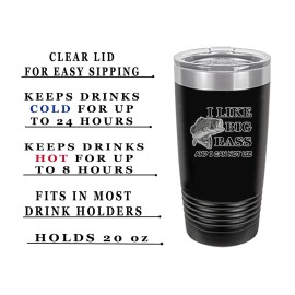 Rogue River Tactical Funny Fishing 20 Oz. Travel Tumbler Mug Cup w/Lid Vacuum...