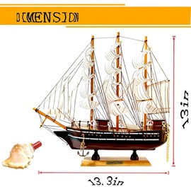Lizipai Handmade Crafts Sailing Ocean Theme Smooth Sailing Model Mediterranean Sailing Wooden Sailing Boat Suitable for Home Office Desktops (Yellow)