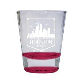 Houston Texas Souvenir 1.5 Ounce Engraved Shot Glass Round Red Single Unit