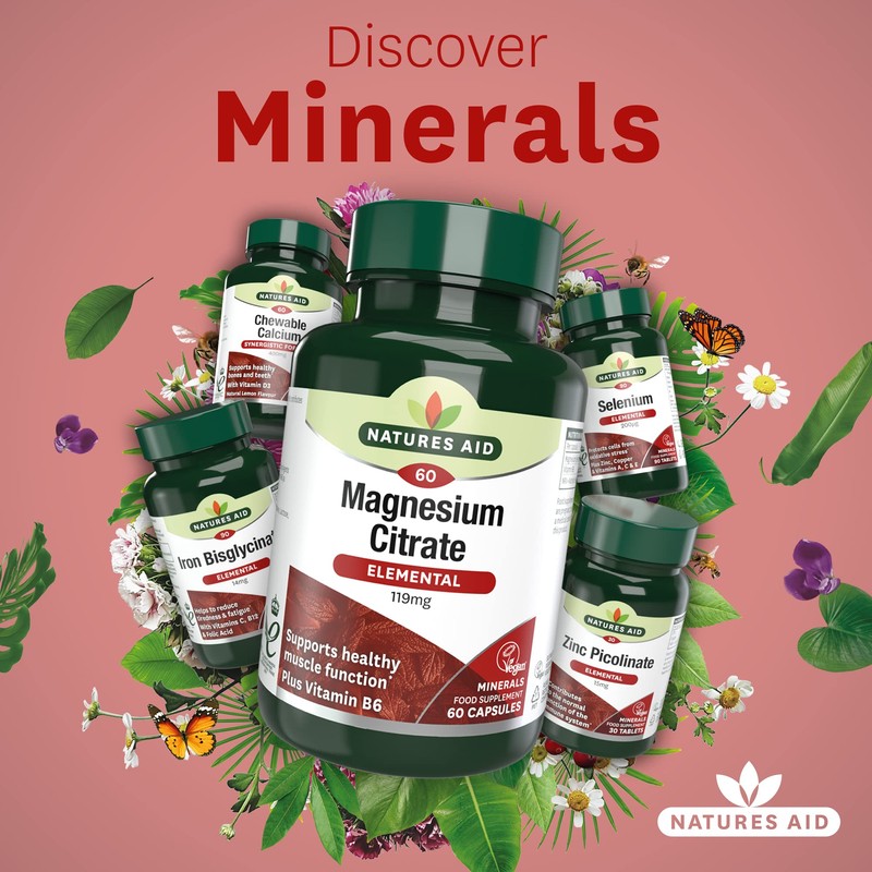 Natures Aid Magnesium Citrate 750 mg Capsules with Vitamin B6,