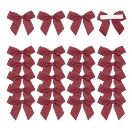 MECCANIXITY 24Pcs Premade Mini Grosgrain Ribbon Bow 2" Self Adhesive Tape Satin Ribbon Bows for DIY Craft Gift Wrapping Wedding Birthday Party Decorations Deep Red