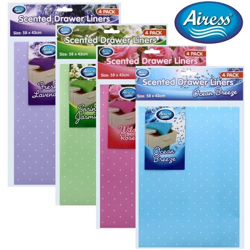 Scented Drawer Liner Sheets 4 PACK JASMINE ROSE LAVENDER OCEAN