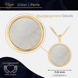 miyou Gold-Plated Women's Necklace with Pendant - Celebrity Necklace Made of 925 Silver - Delicate Chain - Fashionable Gemstone - Women's Jewellery - Silver - Elegant - Set