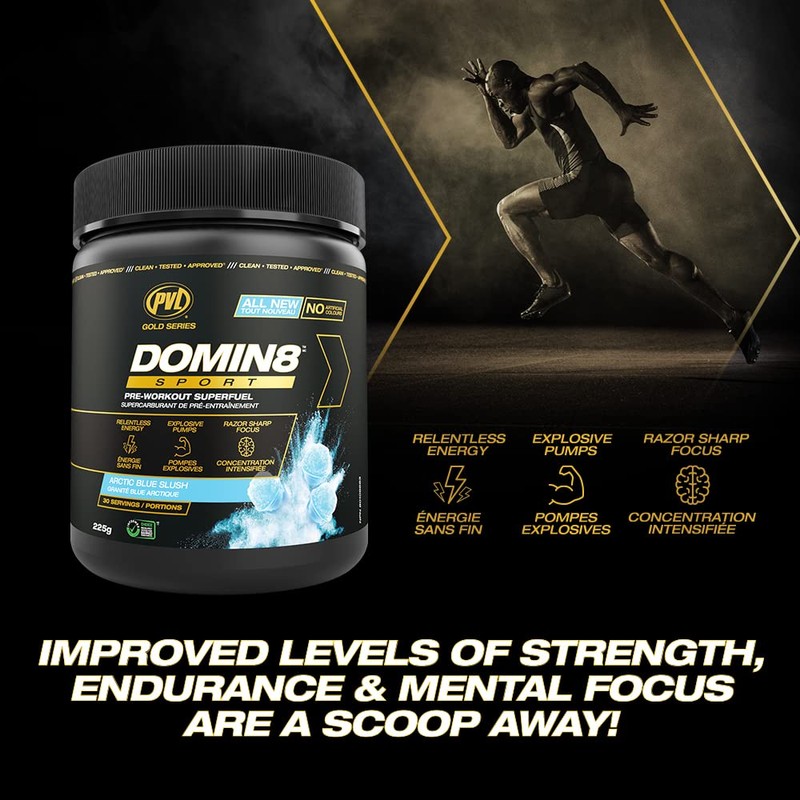 PVL Gold Series Domin8 Sport | pre-workout Superfuel | Peach