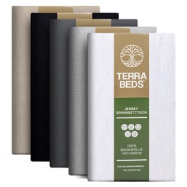 Terra Beds Premium Fitted Sheet, Flat Sheet 180 x 200 cm, 200 x 200 cm 160 g/m², 100% High-Quality Oeko-Tex Cotton Jersey Bed Sheet, Available in 5 Colours