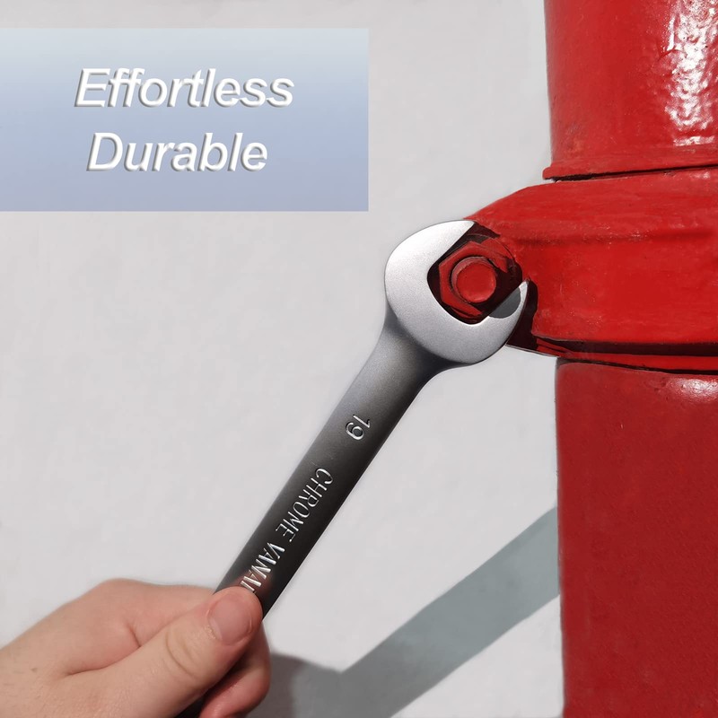 DAKCOS Fixed Head Ratchet Spanner 14mm Ratcheting Combination Wrench Chrome