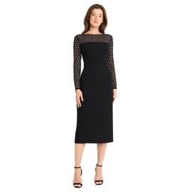 Maggy London Women's Sheath Dress with Heat FIX Illusion Neckline, Black
