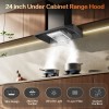 Zomagas 24 inch Range Hood Under Cabinet, Black Kitchen Hood