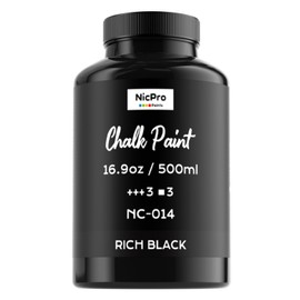 Nicpro All-in-One Black Chalk Paint for Furniture, 16.9 oz (500ml) Matte Finish Acrylic Craft Paint, Built-In Primer & Top Coat, Non-Toxic Furniture Paints for Cabinets, Wood, Metal, Home Decor