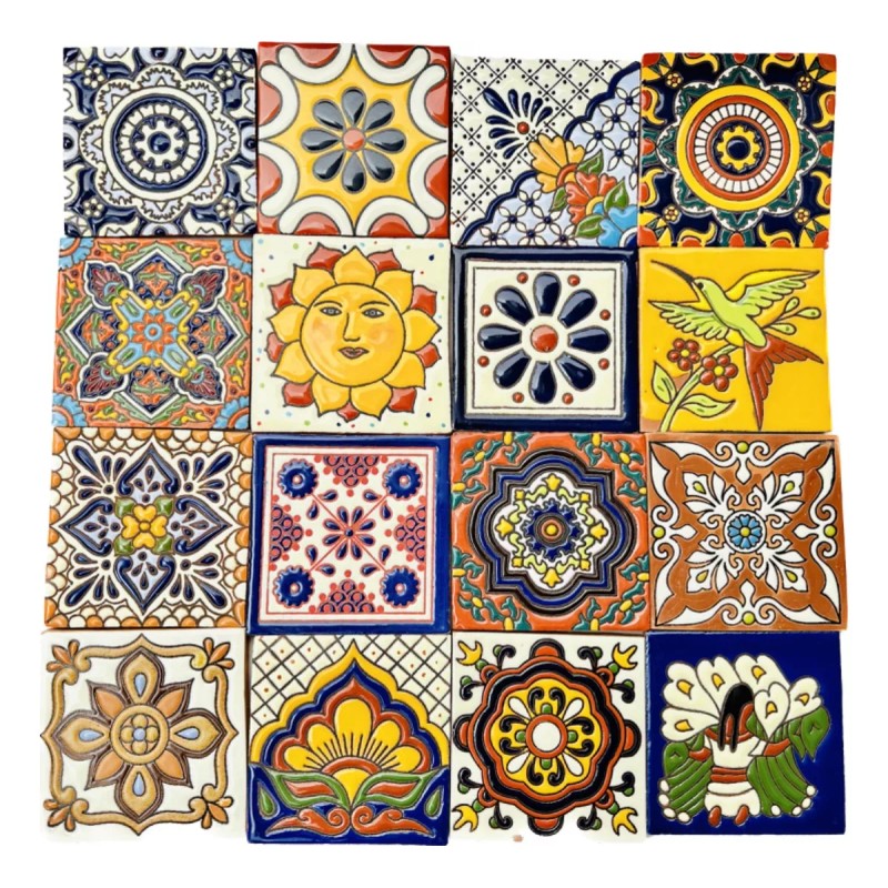 Escanver 20x Azulejos Mosaicos Premium Talavera Confetti Relieve 10cm