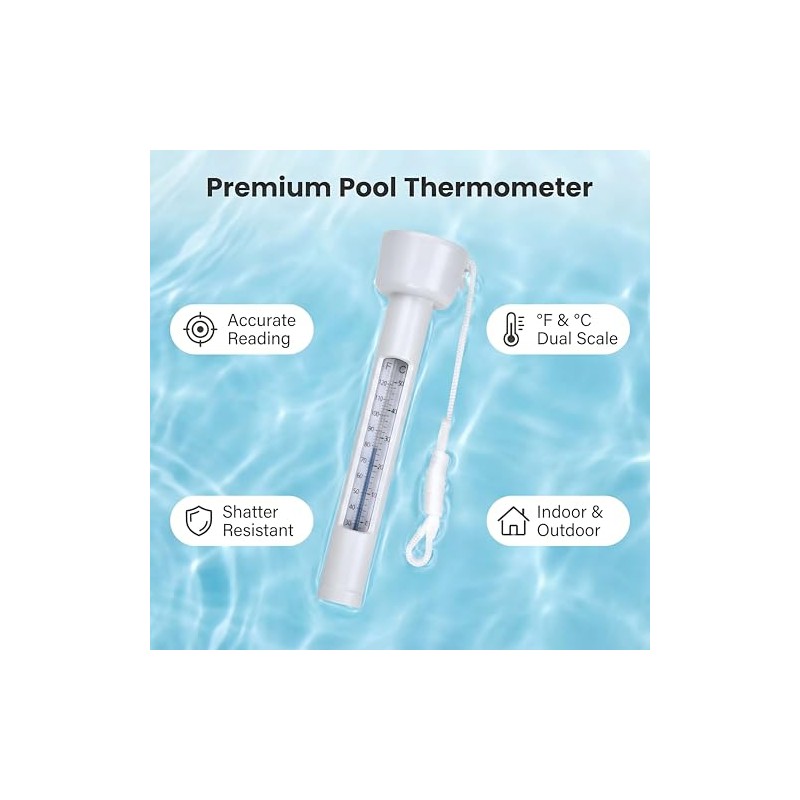 Inpool Floating Pool Thermometer - Large Easy Read & Shatter