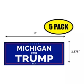 Tampa Printing 5 PACK 3.37"x 9" MICHIGAN FOR TRUMP Sticker Decal Gift MAGA Trump BS0030