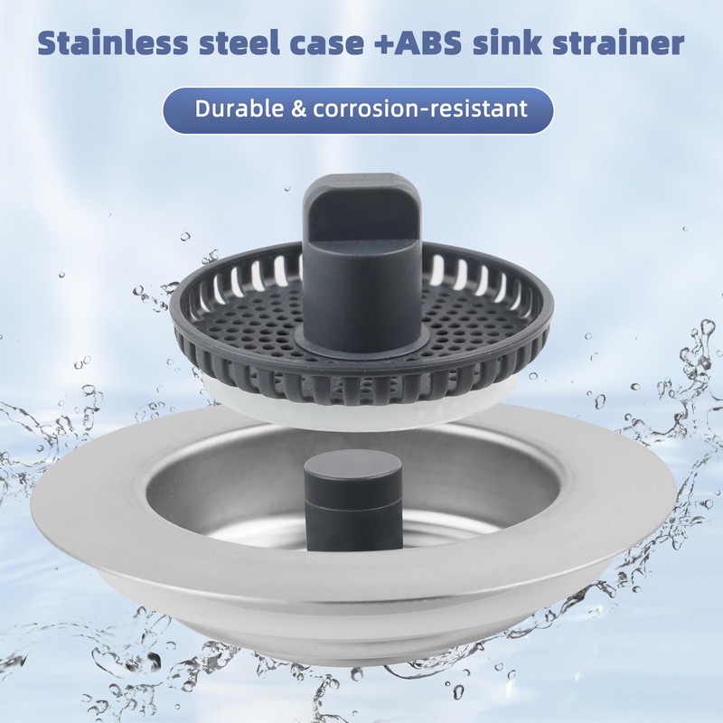 iFealClear Kitchen Sink Stopper with 2 Baskets,3-in-1 Kitchen Sink Strainer,Sink