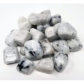 Pachamama Essentials Rainbow Moonstone Tumbled 20-25 mm Healing Stones, Metaphysical Healing, Chakra Stones (4, Ounces)