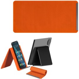 Genérico Soporte de Celular con Silicona y Aluminio, Soporte Ajustable y Flexible Anti-Deslizante para Escritorio, Compatible con Celular, Tablet y Laptop (1, Naranja, 7.87inX3.94in)
