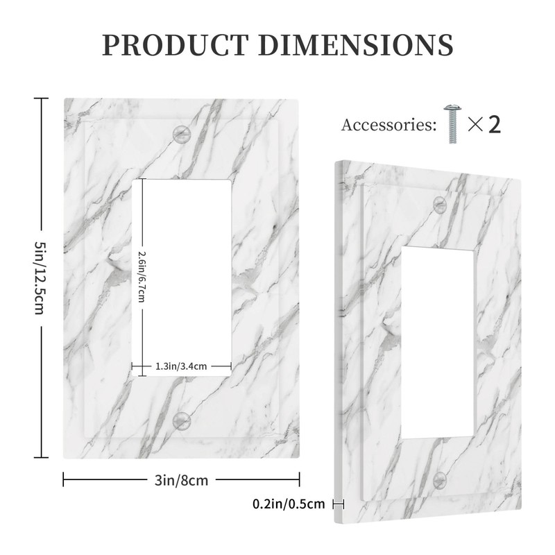 OILbiexn Decorative Outlet Covers with Modern Grey White Marble Print
