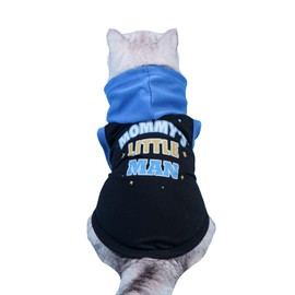 QWINEE Mom Boy Dog Hooded Tank Tops Letter Print Cat Puppy Hoodie Vest Sleeveless Pullover Dog Shirt Stretchy Pet Clothes for Small Medium Large Cats Dogs Kitten Blue L