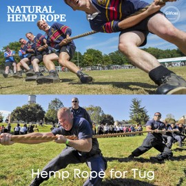 Hemp Rope Thick Natural 1-1/2 in X 100 Ft Twisted Manila Rope for Tug of War Adult, Outdoor Porch Swing Bed, Railing,Landscaping,Natical Rope