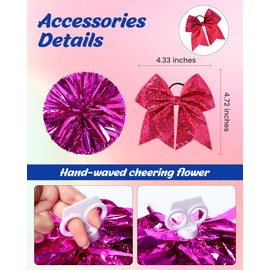Cheerleader Costume for Girls Cheerleading Outfits Kids Movie Halloween Dress Up Cosplay with Pom Bowtie Stocking