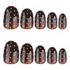 Uñas postizas de lunares, ovaladas, marrones, cortas, almendradas, con pegamento,