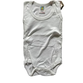 2 PACK BABY BODYSUIT WHITE ROUND NECK NO SLEEVES SIZE 0-3 MONTHS